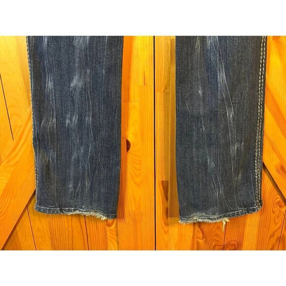 Rock 47 by Wrangler Low Rise Bootcut Dark Wash Jeans Distressed Size 32 READ (88 - Picture 8 of 8
